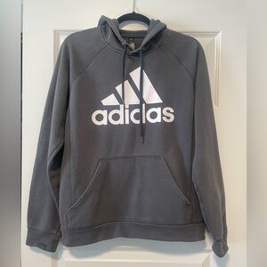 adidas Oversized Dark Gray Pullover Hoodie with White Logo